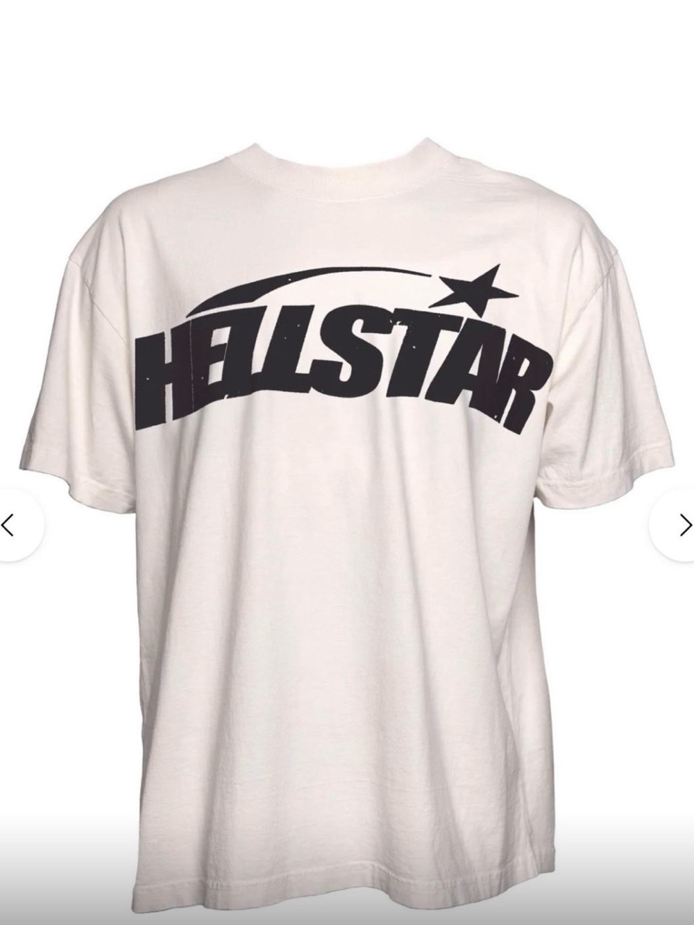 Cream Short-Sleeve Graphic Tee with Black Profile Flame Motif